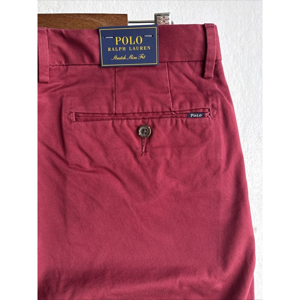 NWT Polo Ralph Lauren Stretch Slim Fit Pants Maroon Men's Size 35x30 Brand New